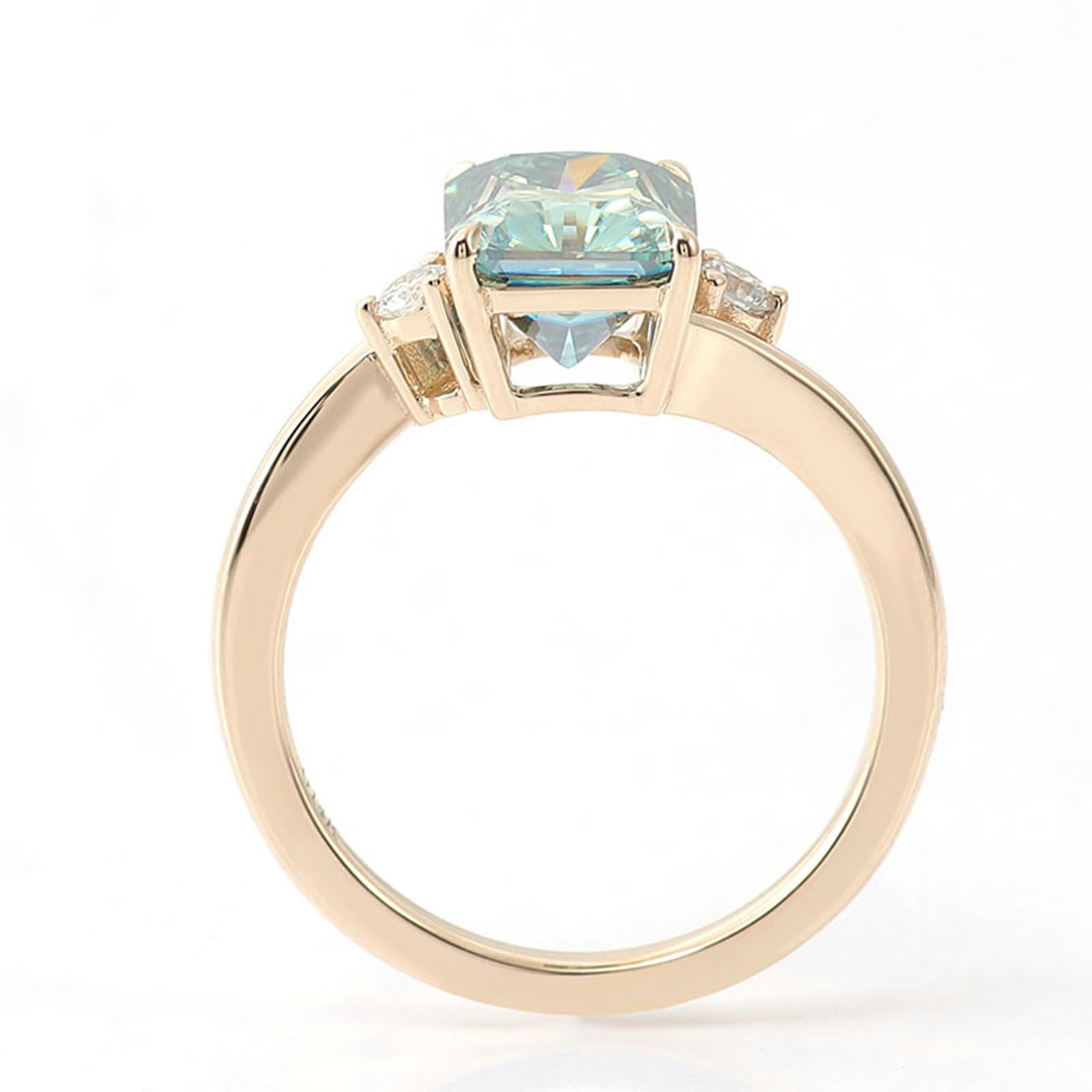Obrączka ślubna, pierścionek ślubny 14K żółte złoto eleganckie 4 szczęki moissanit prostokątne pierścionki zaręczynowe damskie żółte złoto na obietnicę
