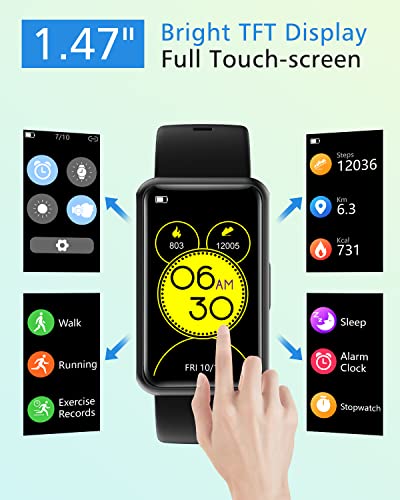 Cloudpoem Fitness Tracker No Bluetooth No APP/Phone Required, Fitness Watch for Men Women Parents Kids Pedometer Watch with Sleep Tracker Steps Counter Alarm Clocks IP68 Waterproof (Black)