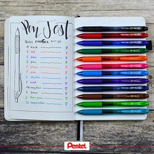 Bolígrafo retráctil Pentel EnerGel X negro docena miniatura 5