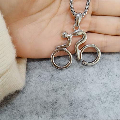 NOUMANDA Stainless Steel Bicycle Bike Sport Pendant Necklace for Cycling Lovers Gifts (silver)4