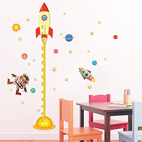 Pegatina pared vinilo decorativo medidor altura mono astronauta para cuartos bebes niños juegos guarderias colegios de CHIPYHOME