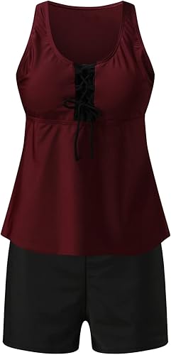 Miniatura 7 de CHIKANSTORE Womens SwimsuitsBathing Plus Size Swimsuit Two Piece Beach Control Tummy Swimsuit with Boyshorts Swimsuits