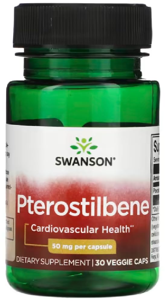 Swansons Swanson - Pterostilbene, 50mg | Antioxidant and Cellular Health - 30 Veggie Capsules