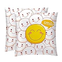Pack of 2, Decorative Square Throw Pillow Cover Cushion Covers Pillowcase, Home Decor Decorations for Sofa Couch Bed Chair Funny Emoticon Emoticon Smile