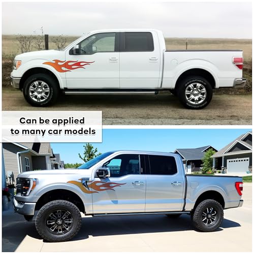 Image of Flame Decals for Cars, Fire Stickers - Flame Decals, Compatible with Sedan, SUV, Pickup Truck, Decoration, 2pcs 12 inch x 50 inch