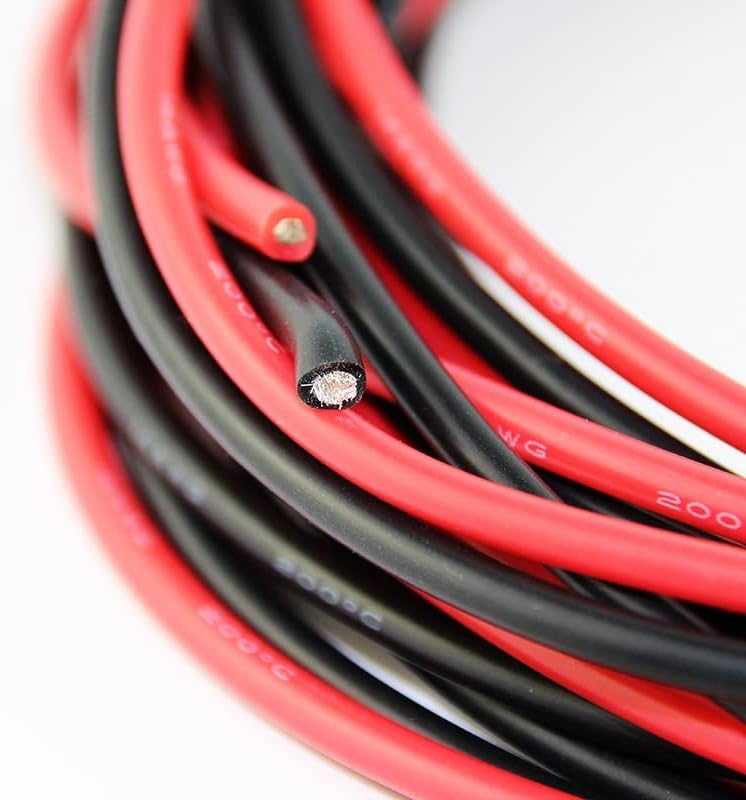 OliYin 5meter Red+5meter Black Color Silicon Wire 14AWG Heatproof Soft Silicone Silica Gel Connect Cable for RC Model Battery