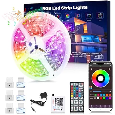 Ledagic Outdoor Led Strip Lights Waterproof 32.8ft, Color Changing Led Light Strips with Remote, App Control, Music Sync RGB Led Strip Lights Outside IP68 Led Rope Lights for Roof Party Accessories Cover