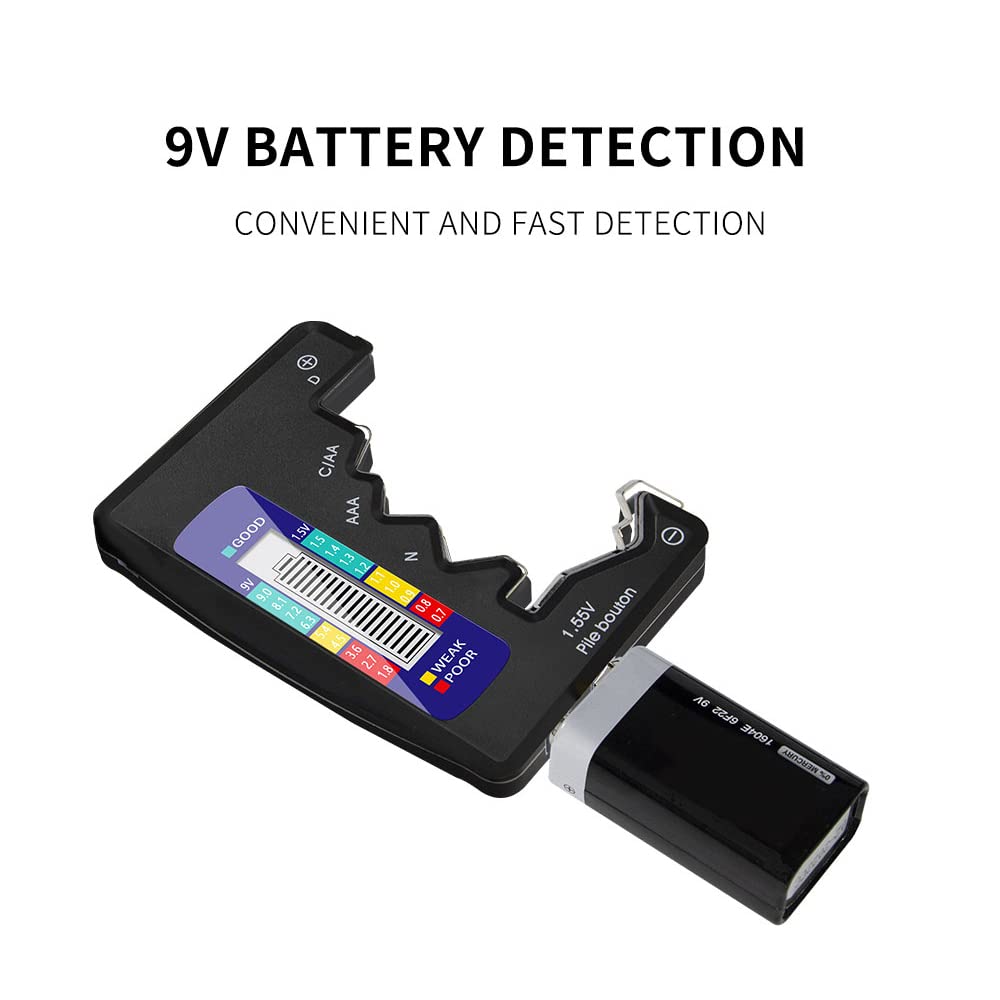 DollaTek 1.5V 9V Digital Battery Tester universale per AA AAA LR44 - Nero