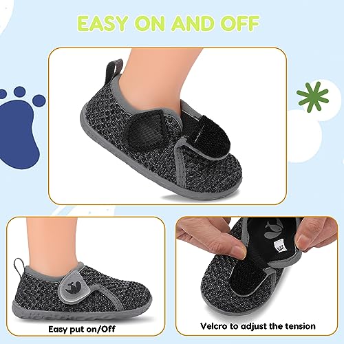 Feetcity Baby First Walking Shoes Boys Girls Canvas Shoes Anti-Slip Star Sneaker Crib Shoes Dark Grey thumb #2