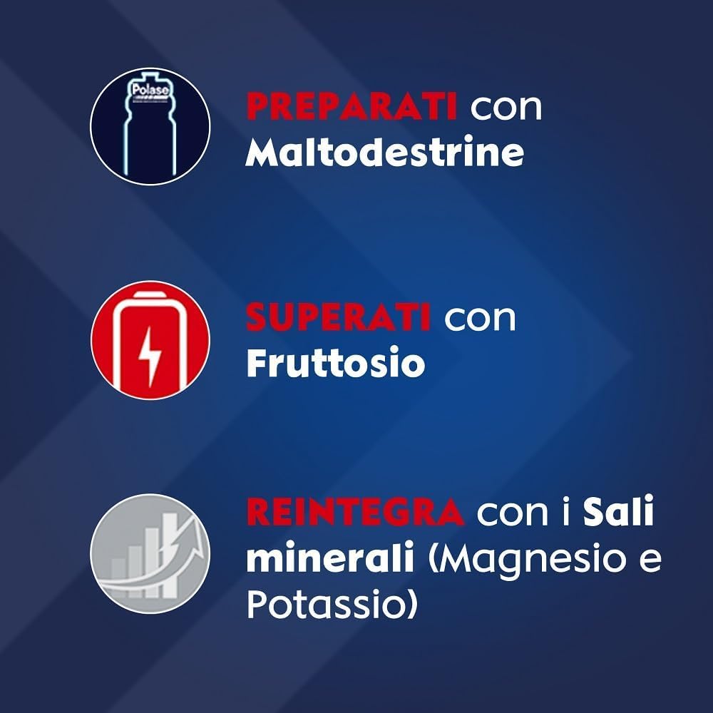 Polase Sport, Magnesio e Potassio Integratore Alimentare, Prima, Dopo,Durante l'Attività Fisica, con Vitamina C,Sali Minerali e Maltodestrine, Energetico Salino, Gusto Arancia,Maxi formato 30 Bustine