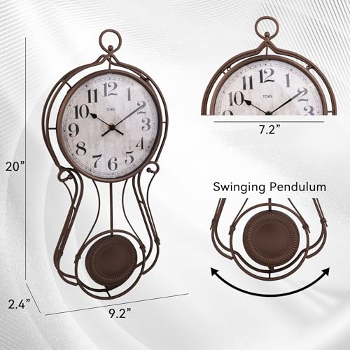 Lily'S Home SW1603 Antique Metal Pendulum Wall Clock thumb #2