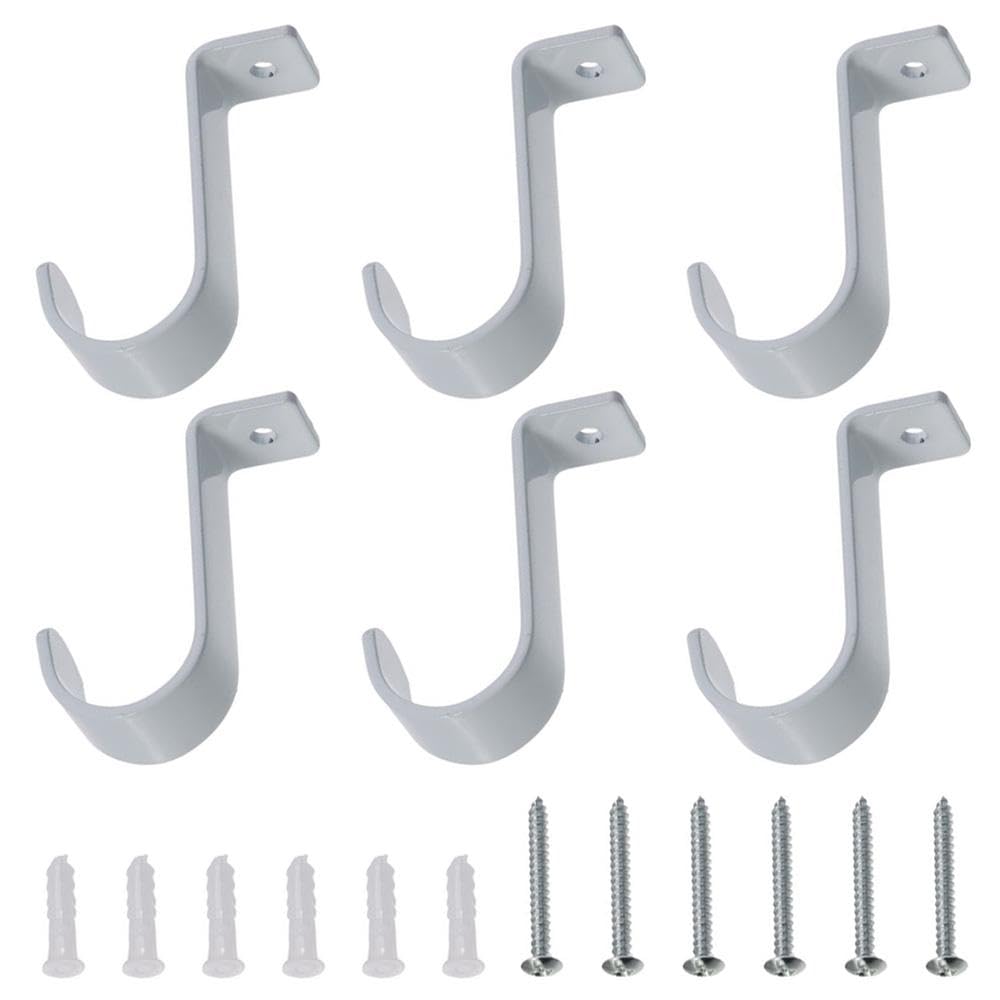 gifthub 6 Pcs Ceiling Mount Curtain Rod Brackets, Multi-Purpose Strong Bearing Capacity Heavy Duty Curtain Hangers Fit for 1 Inch Rod Brackets for Bedroom Living Room(White)