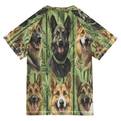 Boys Short Sleeve T-Shirts Shepherd Dog Bamboo Rashguard Kids Swim Shirts Sun UPF 50+2