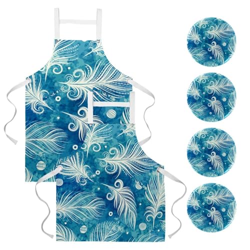 Lot de 2 tabliers de cuisine avec 4 broches pour la pâtisserie et le bistrot