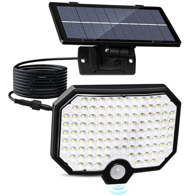Solar Lights Outdoor Waterproof Motion Sensor Outdoor Lights with 16.5ft Cable,120¡«Wide Angle Dusk to Dawn Solar Security Split Flood Lights for Yard Garage Porch Shed Barn,LED 6500K,1 Pack