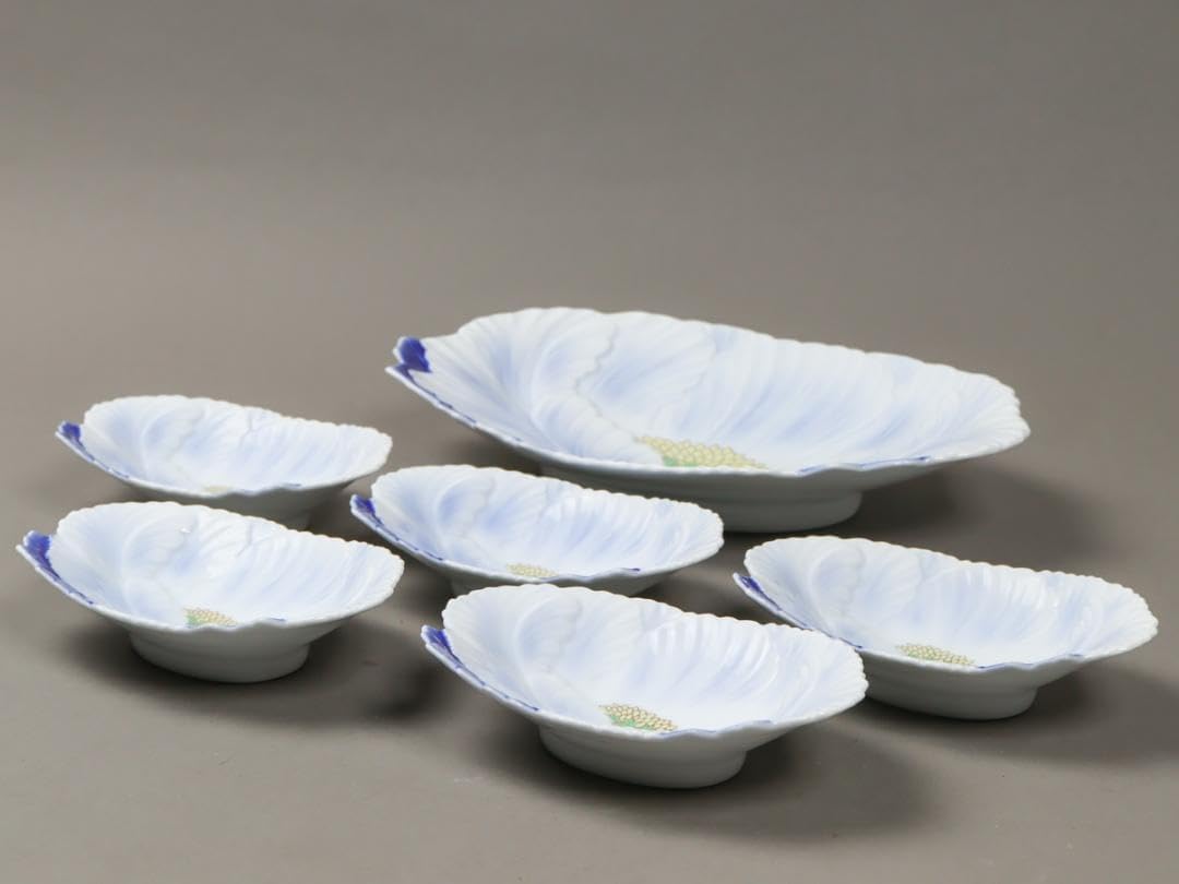 深川製磁 牡丹形 ベリーセット 6客 盛り皿 取り皿 共箱 深川