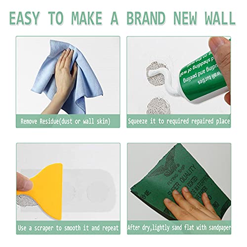 Drywall Patch,Wall Mending Agent,Drywall Repair Kit,Spackle Wall Repair Adhesive Quick & Easy Hole Filling Solution For Wall,Wood & Plaster (2Pcs) #TOP3