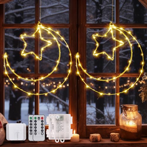 Lucalda 100 LED (2 Stück) Mond Weihnachtsdeko Fenster Beleuchtet,...