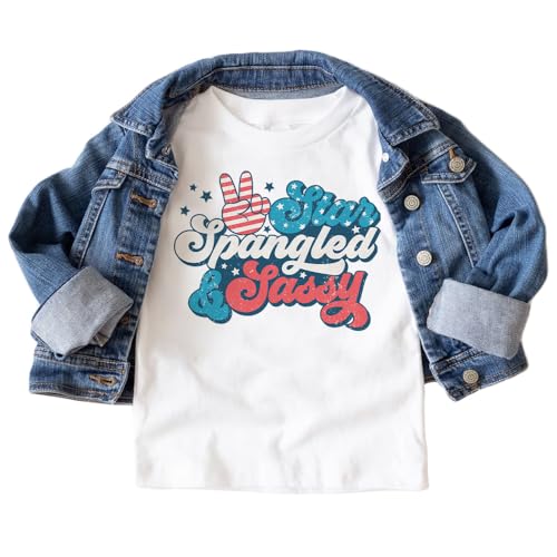 Star Spangled And Sassy Retro Toddler Shirt - Funny 4th Of July Outfit - Happy Fourth Girls Shirt - Boho Natural Kids & Youth Shirts2