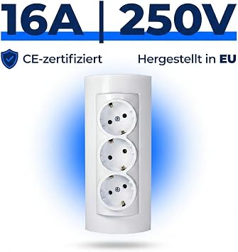 Combination Socket/Socket on Plinth New Surface-Mounted 3 Steckplätze Several Layers Htecker Multiple Sockets MULTIPLUG