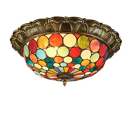 Stil Led Deckenleuchten Vintage Runde Unterputz Deckenleuchte Vintage Glasmalerei Deckenleuchte Für Schlafzimmer Wohnzimmer Cafe Coollight 40cm