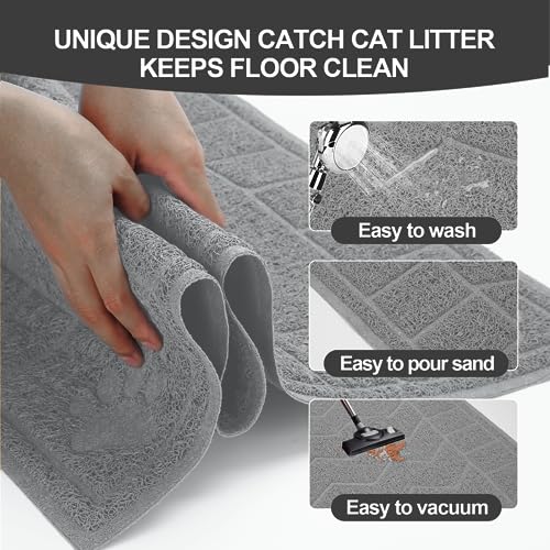 Image of Cat Litter Mat, Litter Trapping Mat Soft on Kitty Paws, 35 inch x 24 inch Kitten Litter Box Mat for Cleaner Floors, Waterproof, Easy Clean, Durable Large Size Cat Litter Pad for Kitten.