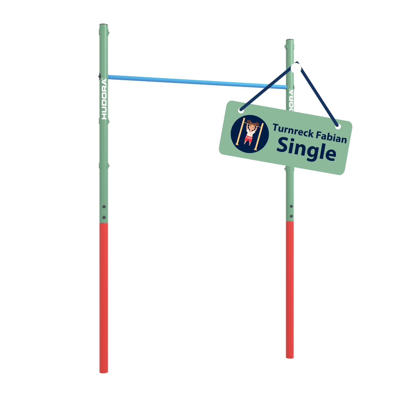 HUDORA Turnreck Fabian Mint - einfache Turnstange für Kinder & Erwachsene - 4-Fach höhenverstellbare Gymnastikstange - belastbare Outdoor-Fitnessstange für bis zu 100kg