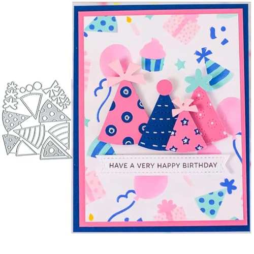 Party Hats Birthday Gift Caps Dies Metal Die Cuts, Birthday Caps Cutting Dies Cut Stencils for DIY Scrapbooking Cards Photo Album Decorative Embossing Paper Dies for Scrapbooking Card Making