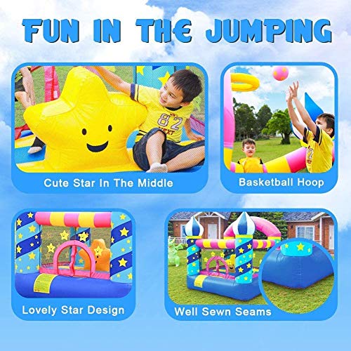 Mosunx Inflatable Bouncer House, Kids Inflatable Bouncer House with Air Blower, Indoor Outdoor Bounce House for Birthday Party (Red, 7.4 x 7.2 x 7 Feet (LxWxH)) - Thumbnail 3