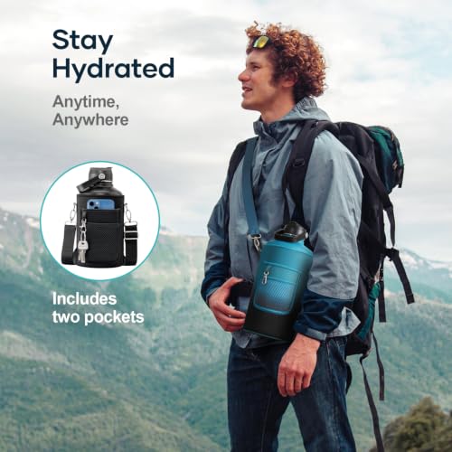 Image of BUZIO 1 Gallon Water Bottle Insulated with Dust-Proof Straw & Spout Lids