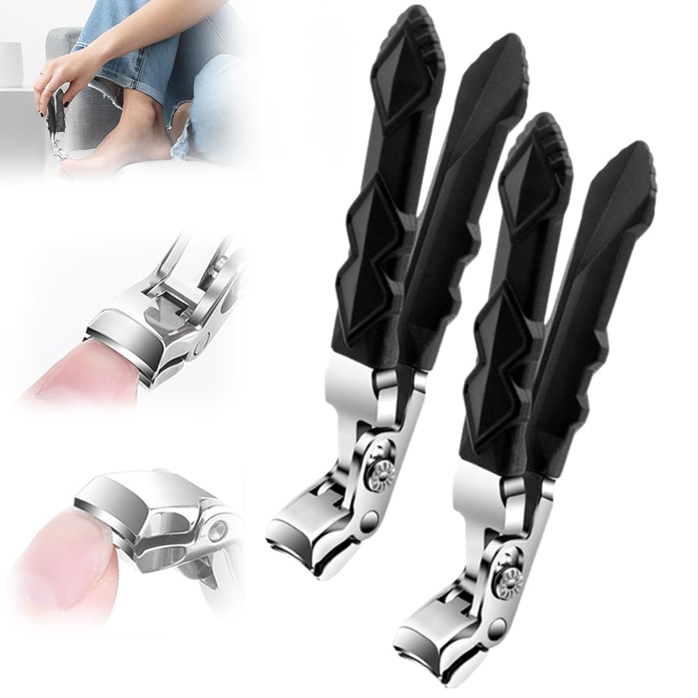 Finger Nail Clippers Adult, 2025 New Upgrade Long Handled Toenail Clippers, Stainless Steel Curved Fingernail Toe Nail Clippers for Thick Nails for Seniors Men Women (2pcs)