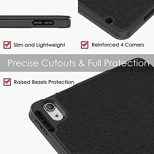 Supveco Ipad Air 5Th/4Th Generation Case 2022/2020, Ipad 10.9 Inch Cover With Pencil Holder, [Support 2Nd Apple Pencil Charging+Touch Id] Trifold Stand Case With Soft Tpu Back, Black #TOP6