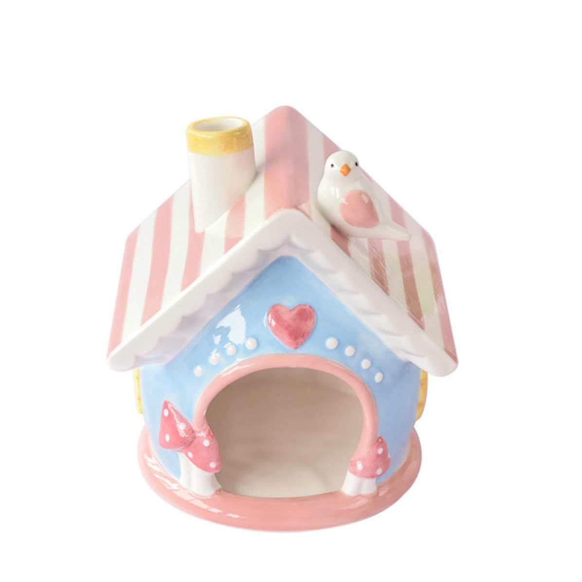 LALAFINA Keramik Haustiernest für Kleine Haustiere mit Niedlicher Form Rosa Keramikhaus als Komfortabler Hamsterschlafplatz und Haustierversteckhütte für Chinchillas