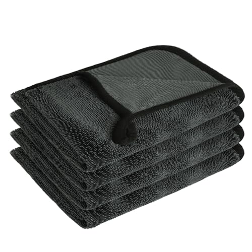 Firtink 4 Pack Car Microfibre Cloth Drying Towel Car Cleaning Cloths Car Wash Drying Towel Absorbent Car Washing Towels for Interior,Exterior, Polishing, Cleaning, Wash 60x40cm
