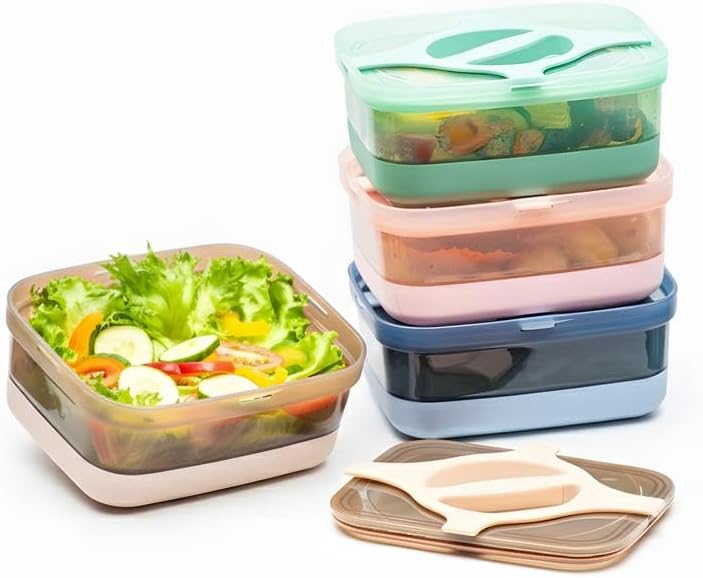 Lonchera Bento paquete de 4 recipientes a prueba de fugas, 3 tazas de 25.5 onzas, tapa Twistlock, reutilizable, portátil, apta para microondas y