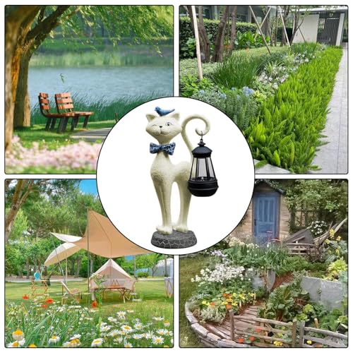 Statuette de chat solaire extérieur pour déco terrasse patio - 5