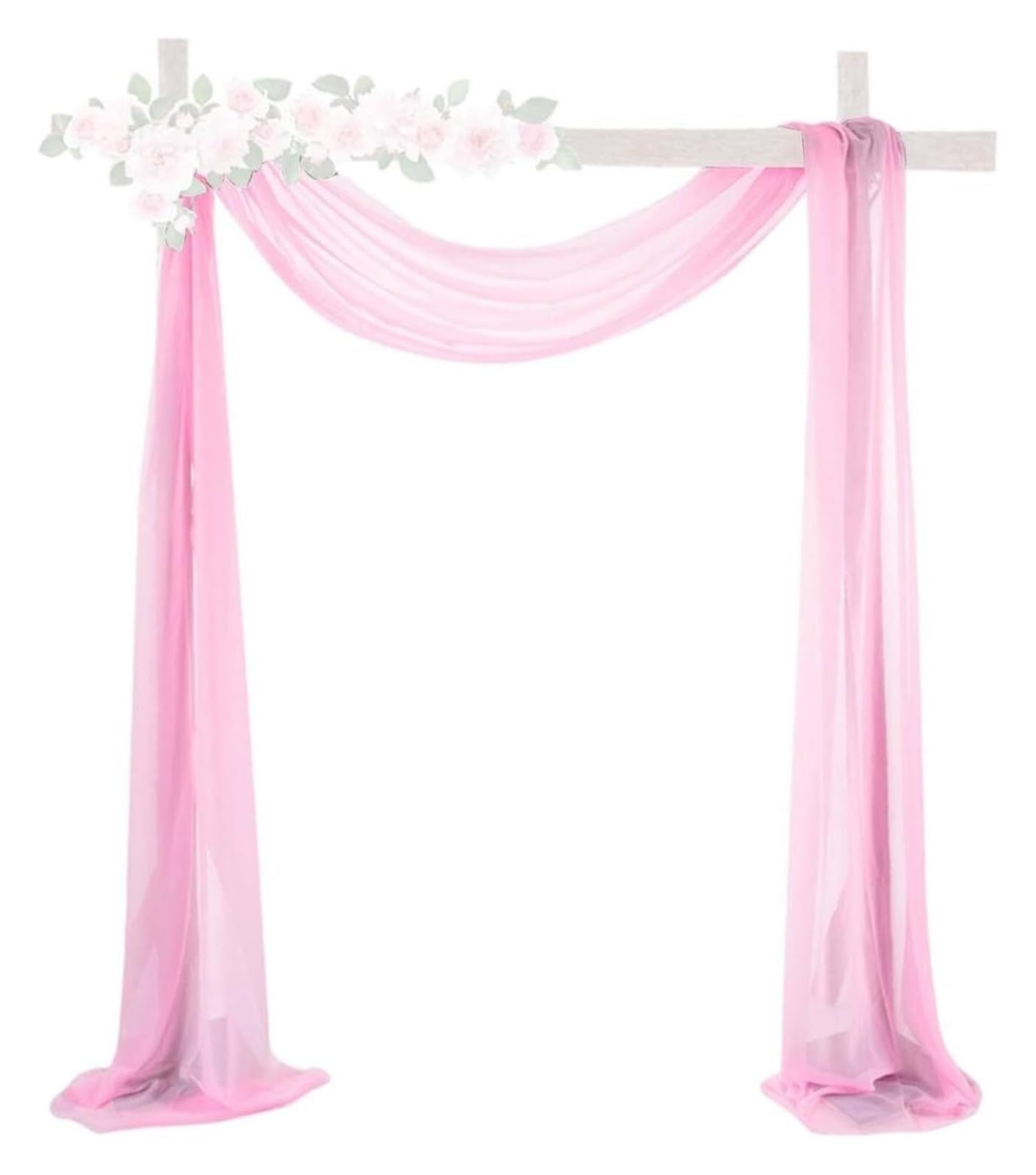 Décoration de mariage, rideaux en mousseline de soie for arc de mariage, décor de fond de photographie, décor de mariage, maison, jardin, fête d'anniversaire, décoration murale suspendue(Light Pink)