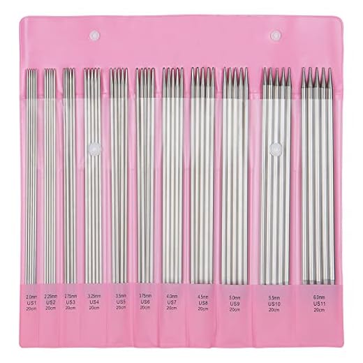 Aeelike 55pcs Double Pointed Knitting Needles, 11 Sizes Stainless Steel Metal Short Knitting Needles Set, Beginners Straight Knitting Needles Double Pointed Knitting Needle Sets 2mm to 6mm
