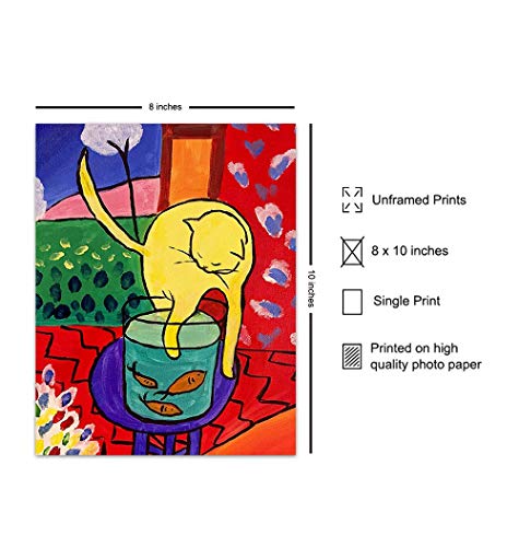 Cat Wall Decor - Boho Bohemian Decor - Matisse Poster - Cat Wall Art - Abstract Art - Mid Century Modern Wall Decor - Minimalist Wall Art - Aesthetic Room Decor - Cat Themed Gifts - Kitty Cat #TOP1