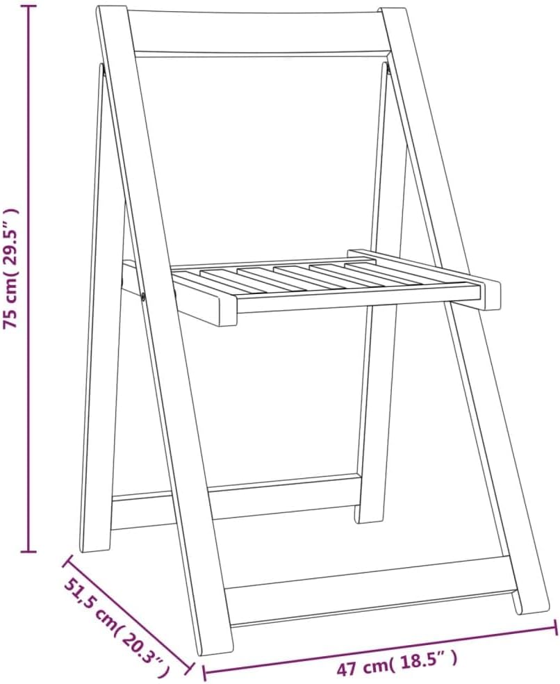 vidaXL Folding Solid Acacia Wood Garden Chairs, 6 Piece Set - Perfect for Patio, Terrace, or Garden Furniture - Durable, Foldable Design for Space-Saving - Rustic Farmhouse Style