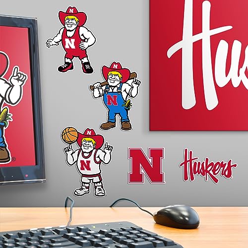 Image of University of Nebraska 8ct Vinyl Sticker Pack - Large Waterproof Herbie Husker Decals for Laptops, Water Bottles, Tablets, Scrapbooks, Vehicles & More - Officially Licensed Huskers Designs