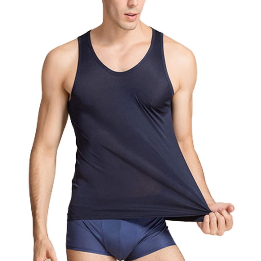 Egurs Men's Vest 100% Silk Tank Top Sleeveless Undershirt 3XL