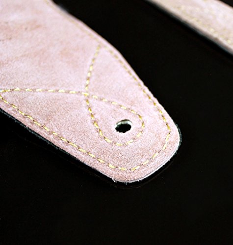 Walker & Williams C-44-Blk Classic Gloss Black Premium Grain Leather Double Padded Concho Strap 3.5" Wide For Acoustic, Electric, And Bass Guitars #TOP5