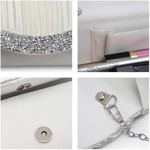 Miniatura 5 de Dasein Bolsos de noche de satén para mujer bolsos de mano bolsos de boda bolsos formales para fiesta baile de graduación con diamantes de imitación