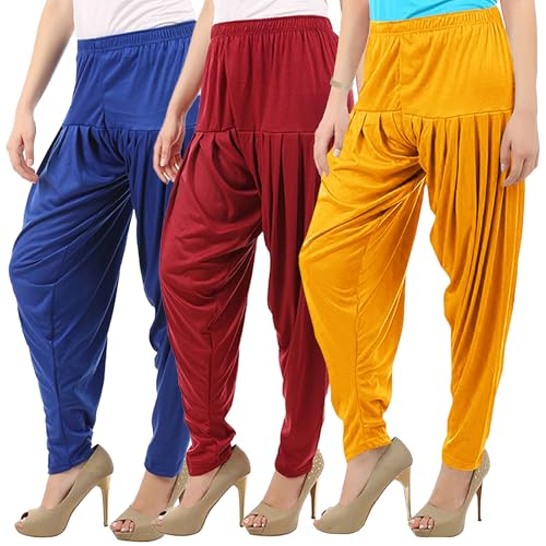 Image of Buy That Trendz Patiala Salwar for Women Pack of 3 Viscose Patiyala Salwar Harem Bottoms Pants