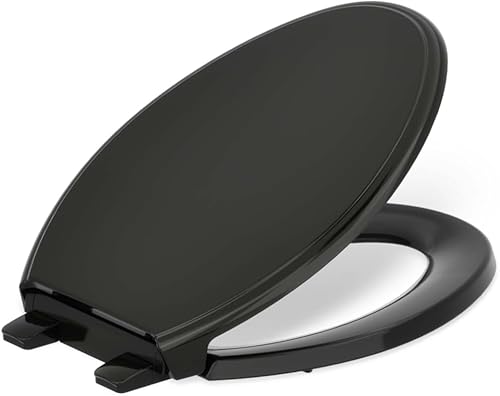 GLENBURY READYLATCH QC EB ASIENTO DE INODORO, Pestillo Listo, Alargado, NEGRO