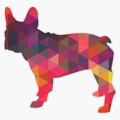 Pegatina de vinilo impermeable con diseño geométrico de bulldog francés, diseño geométrico, multicolor, 5 pulgadas