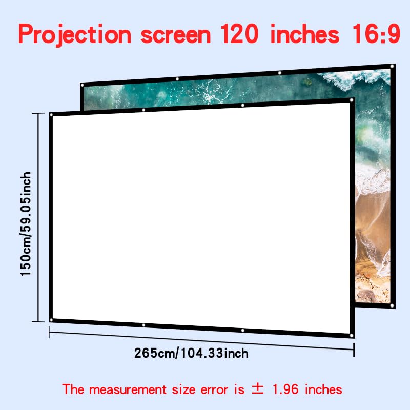 Pantalla de proyección plegable blanca 120 pulgadas miniatura 2