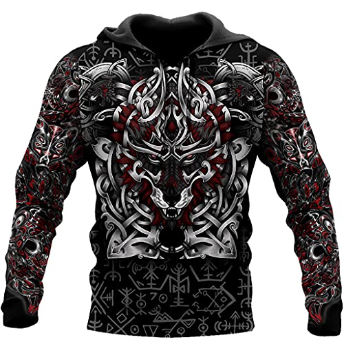 Pull Fenrir imprimé 3D avec poche kangourou et cordon de serrage réglable
