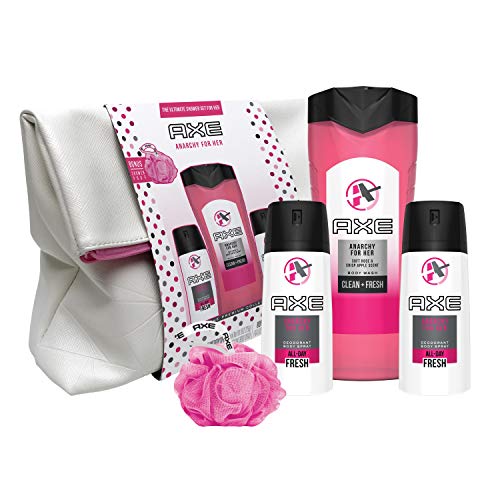 AXE Anarchy for Her 5-Pc Gift Set with Toiletry Bag and BONUS Pouf (Body Wash, 2 x Body Sprays)
